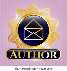  Golden emblem or badge with envelope icon and Author text inside