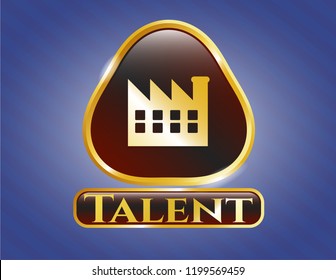  Golden emblem or badge with factory icon and Talent text inside