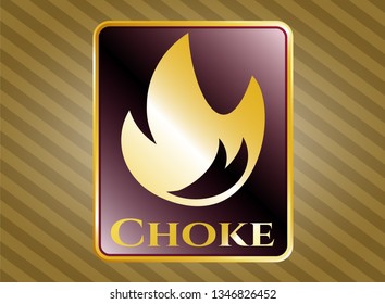  Golden emblem or badge with fire icon and Choke text inside