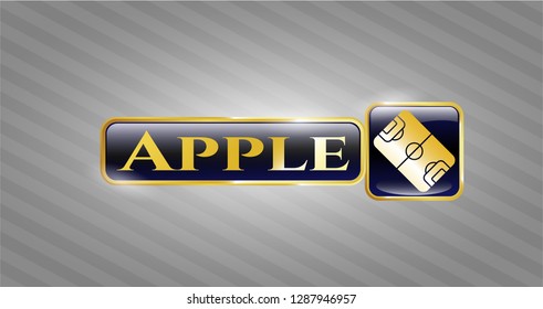  Golden emblem or badge with football field icon and Apple text inside