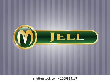  Golden emblem or badge with goat head icon and Jell text inside