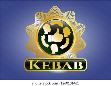  Golden emblem or badge with good customer feedback icon and Kebab text inside