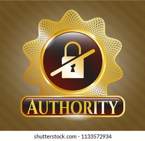  Golden emblem or badge with inaccessible icon and Authority text inside