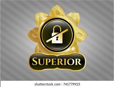  Golden emblem or badge with inaccessible icon and Superior text inside