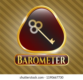  Golden emblem or badge with key icon and Barometer text inside