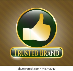  Golden emblem or badge with like icon and Trusted Brand text inside