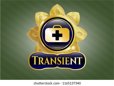  Golden emblem or badge with medical briefcase icon and Transient text inside