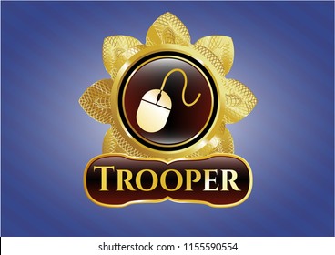  Golden emblem or badge with mouse icon and Trooper text inside