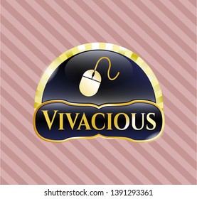  Golden emblem or badge with mouse icon and Vivacious text inside