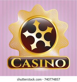  Golden emblem or badge with ninja star icon and Casino text inside