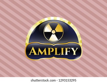  Golden emblem or badge with nuclear, radioactive icon and Amplify text inside