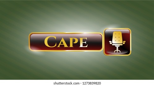  Golden emblem or badge with office chair icon and Cape text inside