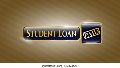  Golden emblem or badge with paid icon and Student Loan text inside