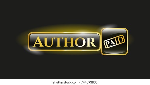  Golden emblem or badge with paid icon and Author text inside