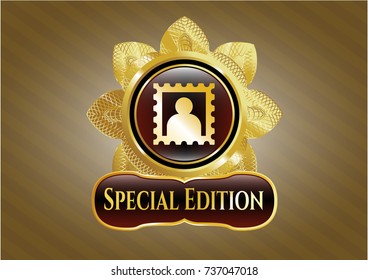  Golden emblem or badge with picture icon and Special Edition text inside