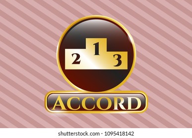 Golden emblem or badge with podium icon and Accord text inside