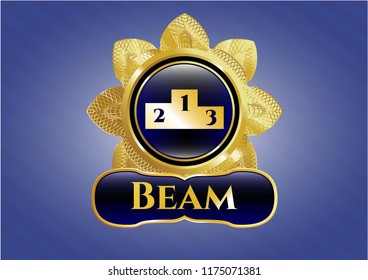  Golden emblem or badge with podium icon and Beam text inside