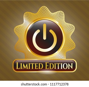  Golden emblem or badge with power icon and Limited Edition text inside