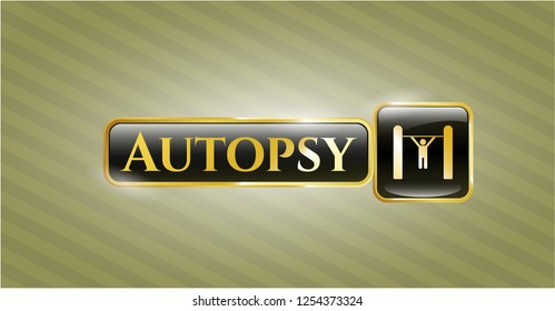  Golden emblem or badge with pull up icon and Autopsy text inside