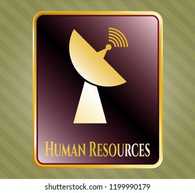  Golden emblem or badge with radar icon and Human Resources text inside
