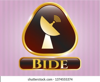  Golden emblem or badge with radar icon and Bide text inside