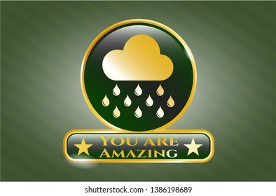  Golden emblem or badge with rain icon and You are Amazing text inside - Powered by Shutterstock - Get 15% off with code: PIKWIZARD15