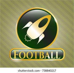  Golden emblem or badge with rocket icon and Football text inside