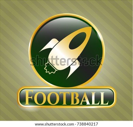 Golden emblem or badge with rocket icon and Football text inside