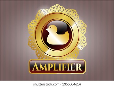  Golden emblem or badge with rubber duck icon and Amplifier text inside