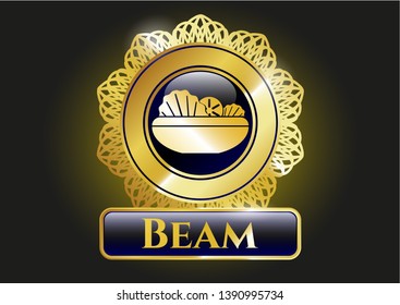  Golden emblem or badge with salad icon and Beam text inside
