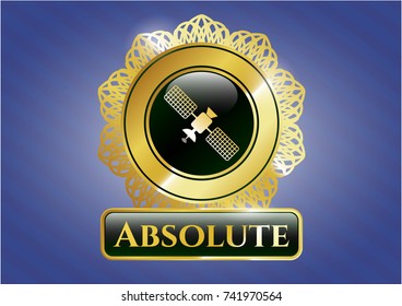  Golden emblem or badge with satelite icon and Absolute text inside