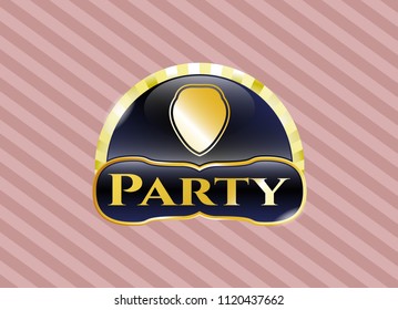  Golden emblem or badge with shield icon and Party text inside