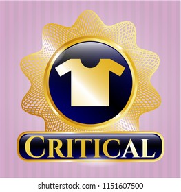  Golden emblem or badge with shirt icon and Critical text inside