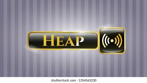  Golden emblem or badge with signal icon and Heap text inside