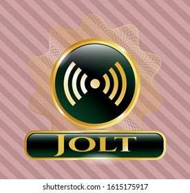  Golden emblem or badge with signal icon and Jolt text inside
