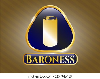  Golden emblem or badge with soda can icon and Baroness text inside