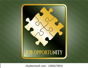  Golden emblem or badge with solution icon and Job Opportunity text inside