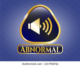  Golden emblem or badge with sound icon and Abnormal text inside