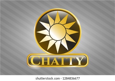  Golden emblem or badge with sun icon and Chatty text inside