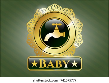  Golden emblem or badge with tap icon and Baby text inside