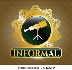  Golden emblem or badge with telescope icon and Informal text inside