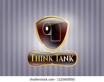  Golden emblem or badge with toilet paper icon and Think Tank text inside svg