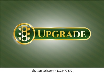  Golden emblem or badge with traffic light icon and Upgrade text inside