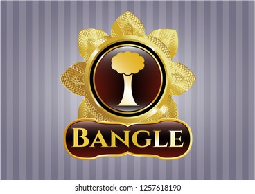  Golden emblem or badge with tree icon and Bangle text inside