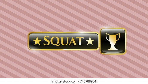  Golden emblem or badge with trophy icon and Squat text inside