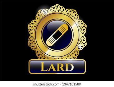  Golden emblem with bandage plaster icon and Lard text inside