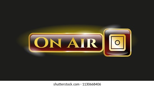  Golden emblem with bank safe icon and On Air text inside