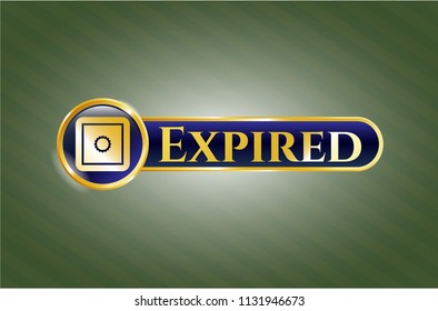  Golden emblem with bank safe icon and Expired text inside