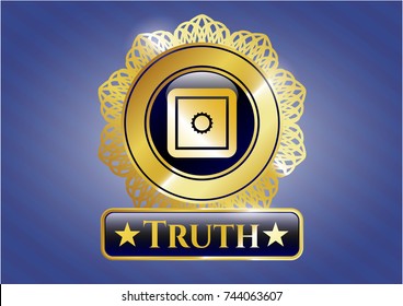  Golden emblem with bank safe icon and Truth text inside
