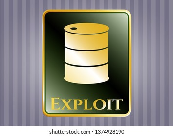 Golden emblem with barrel icon and Exploit text inside
